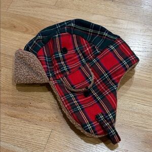 Plaid Red and Green Teen Trapper Hat- one size fits all